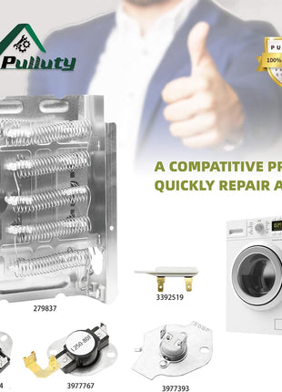 Heating Element for Whirlpool Dryer WED4815EW1 WED5300SQ0 WED5000DW2 WED4800BQ1 WED5300SQ0 Wed5100Vq1,Dryer Heating Element for Kenmore 70 80 Series Dryer Model 110 Parts 11065132410 11061202011