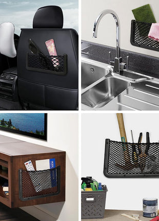 ABS Plastic Frame Automotive Cargo Nets Car Net Pocket Phone Car Mesh Net Holder RV Storage Boat Cargo Pocket Organizer Framed Mesh Net Pocket with Screws for Auto RV Net(2, 8 X 3.1 Inch)