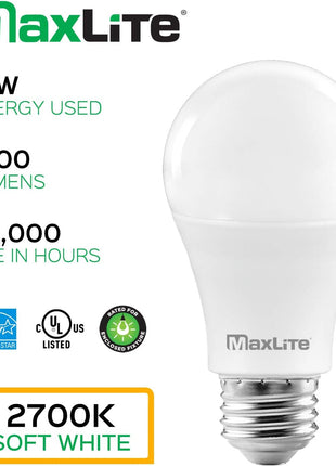 A19 LED Bulb, Enclosed Fixture Rated, 100W Equivalent, 1600 Lumens, Dimmable, E26 Medium Base, 2700K Soft White, 4-Pack