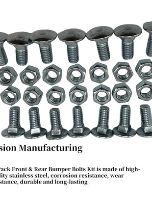 28-Pack Front & Rear Bumper Bolts Kit Stainless Cap for 1964-1972 Chevelle, Nova, Lemans, Cutlass,El Camino,Monte Carlo,Gto 4A00080-A