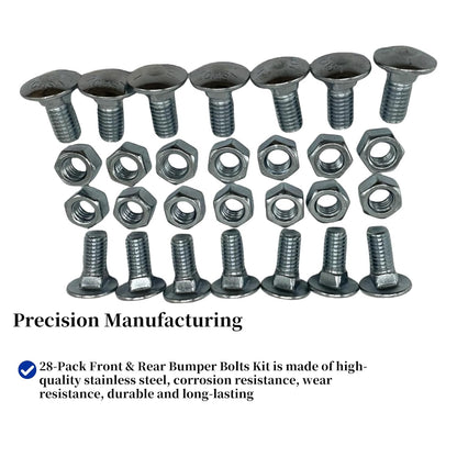 28-Pack Front &amp; Rear Bumper Bolts Kit Stainless Cap for 1964-1972 Chevelle, Nova, Lemans, Cutlass,El Camino,Monte Carlo,Gto 4A00080-A