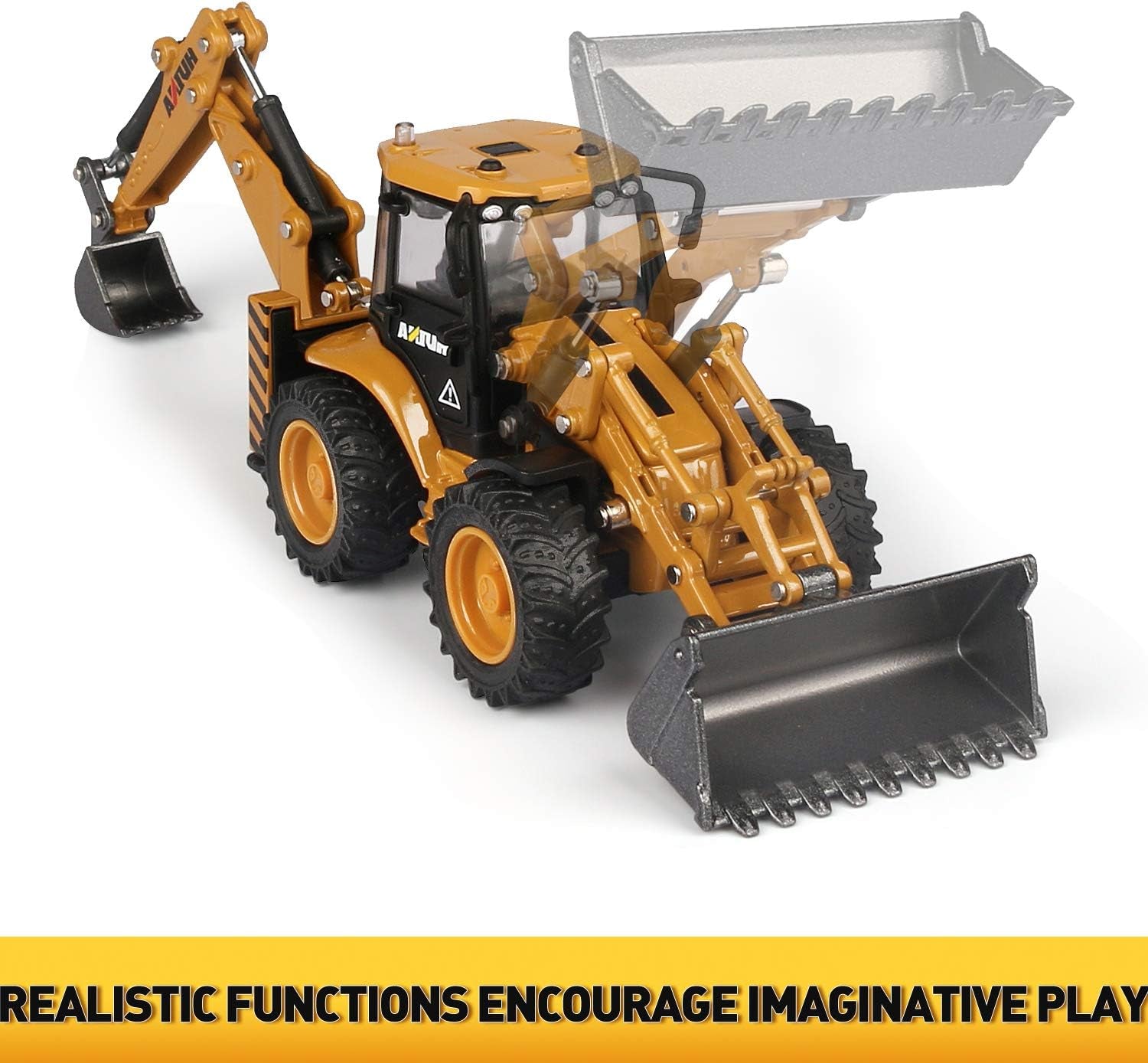 1/50 Scale Metal Diecast Backhoe Loader Toy, Metal Play Construction Vehicles Trucks Toy for Boys