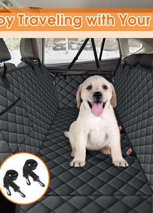 Waterproof Dog Car Seat Cover for Back Seat - Durable, Scratch Proof Pet Hammock with Nonslip Design & Storage Pockets, Fits Cars, Suvs, Trucks- S, Black