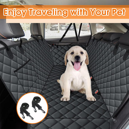 Waterproof Dog Car Seat Cover for Back Seat - Durable, Scratch Proof Pet Hammock with Nonslip Design &amp; Storage Pockets, Fits Cars, Suvs, Trucks- S, Black