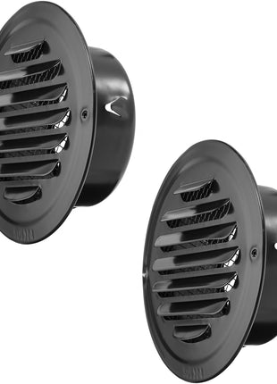 2 PCS 4 Inch Stainless Steel Air Vents round Black Soffit Vent Cover Air Vent Flat Ducting Air Outlet with Built-In Fine Mesh for Kitchen, Bathroom, Garage, Office and Warehouse Ventilation