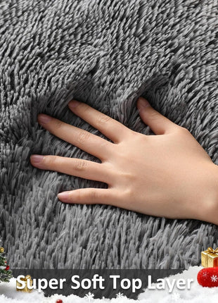 Area Rugs for Living Room Bedroom, Washable Non-Slip Fluffy Soft Grey Shag Carpet, Indoor Floor Gray 4X6 Fuzzy Shaggy Living Room Plush Rug for Kids Home Dorm Decor Aesthetic
