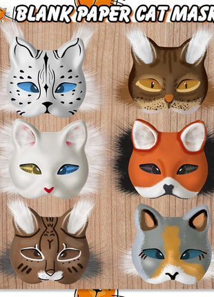 36 Pcs DIY Therian Mask Kit Bulk 30 Blank Animal Mask with Faux Fur Eye Mesh for Christmas Gear Therian