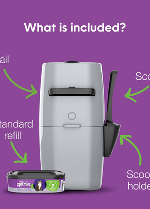 Standard Pail (Silver) | Cat Litter Box Waste Disposal System for Odor Control | Includes 1 Square Refill Bag
