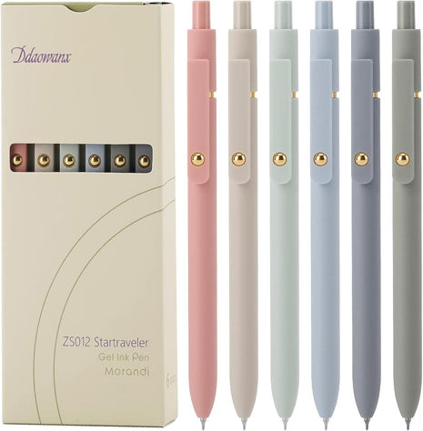 Gel Pens, 6 Pcs 0.5Mm Quick Dry Black Ink Pens Fine Point Smooth Writing Pens, Cute Office School Supplies Gifts for Women