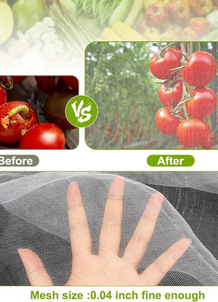 Garden Netting, 2 Pack 10X33Ft Ultra Fine Mesh Netting Pest Barrier Protection Bird Mosquito Net Plants Cover for Vegetables Fruits Flowers Crops Greenhouse Row Cover Raised Bed Patio