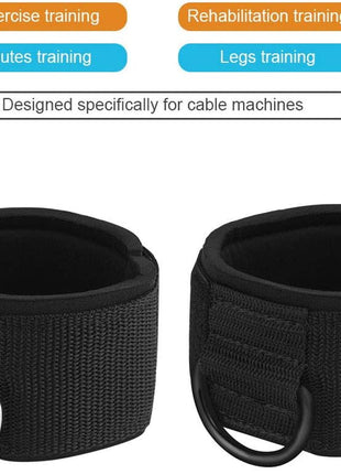 Ankle Wrist Cuffs Neoprene Padded Straps D-Ring Glute Kickback for Cable Machines Legs Exercise Adjustable Fitness