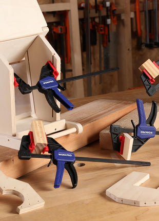 6" Mini Bar Clamps for Woodworking, One-Handed Clamp/Spreader, Wood Clamps Set, Screw Change F Clamps with 50LBS Load Limit, 4 Pack