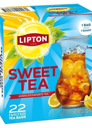 Lipton Southern Sweet Iced Tea Bags, Family Size Zero Calories, 132 Total Bags (22Ct - Pack of 6)