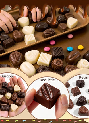 30 Pcs Fake Chocolate Artificial Food Realistic Mixed Color Chocolate Models Bulk Faux Dessert
