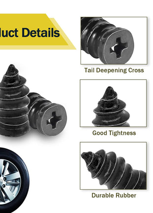 60PCS Tire Repair Rubber Nail, Vacuum Tire Repair Kits Spiral Rubber Nails, Tire Screw Plug Fast Tool Self Service Tire Repair Nail for Car, Motorcycle, Truck, Tractor Tire Puncture Repair
