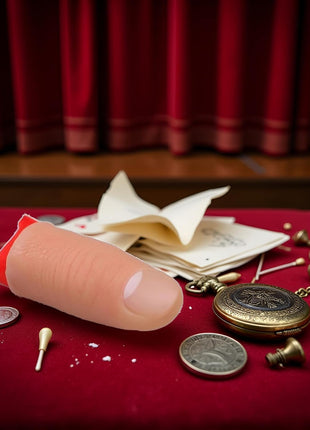 2Pcs Thumb Tip Magic Tricks Fake Thumb Tip Silk Vanish Magic Disappearing Silk Fake Thumb Tip Magic Trick Gimmick Magician Accessory and Practical Jokes Magic Tricks Making Objects Appear Disappear
