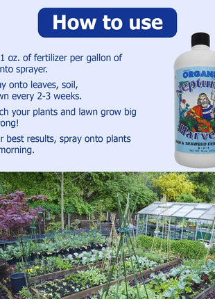 Fish & Seaweed Liquid Fertilizer (2-3-1) - 18Oz Pint - Plant Food for Garden - Indoor & Outdoor Organic Plant Fertilizer for Vegetables, Flowers, Fruit, Trees & Lawns