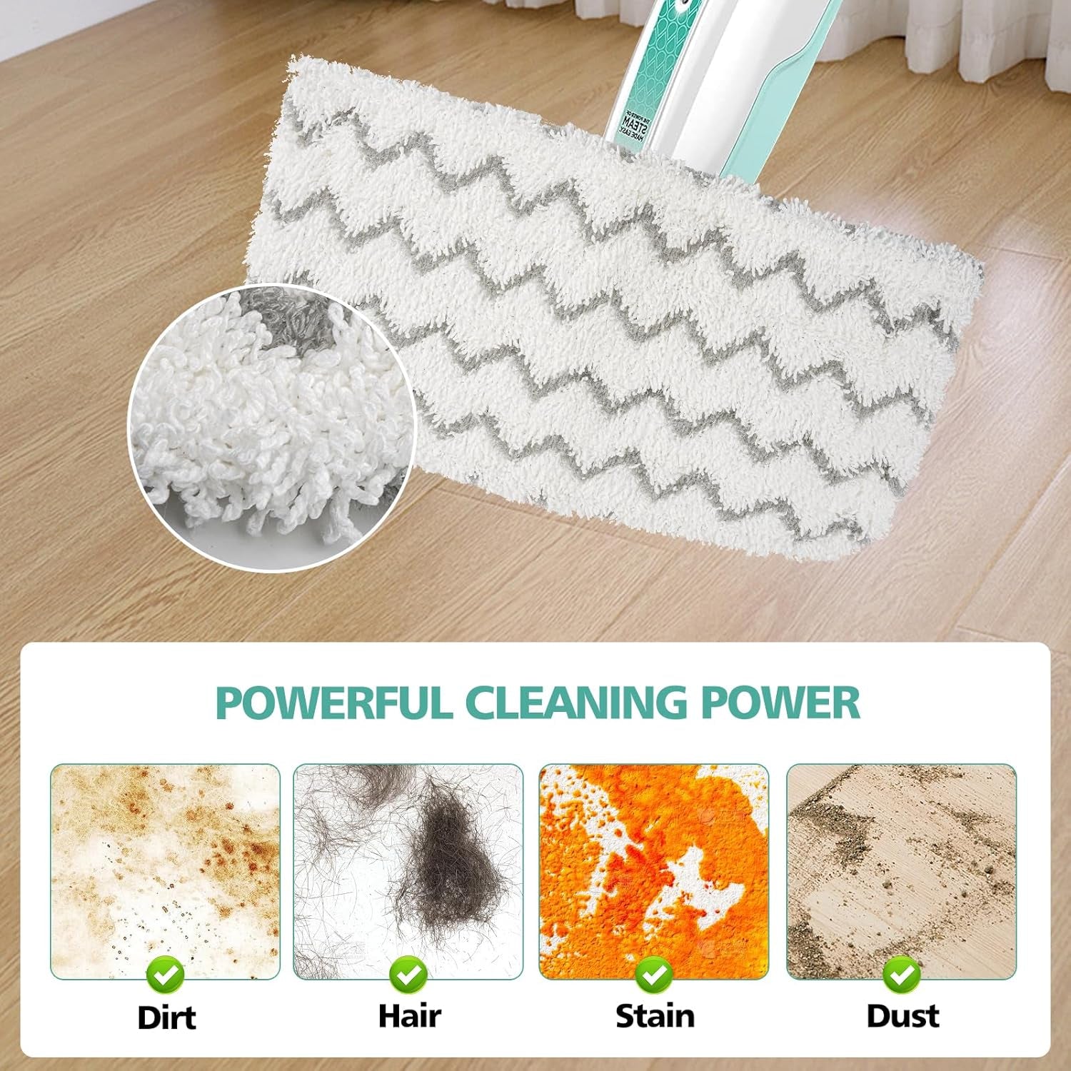 4 PCS Replacement Pads Accessory for Shark Steam Mop S1000, S1000A, S1000C, S1000WM, S1001C, S2001 Dirt Grip Pads, Microfiber Washable &amp; Reusable