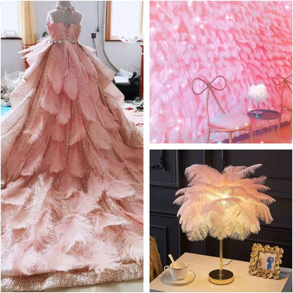 Lotus Pink Ostrich Feathers - 24Pcs 12-14Inch Large Feathers Bulk for Vase,Party Centerpieces,Wedding and Home Decor