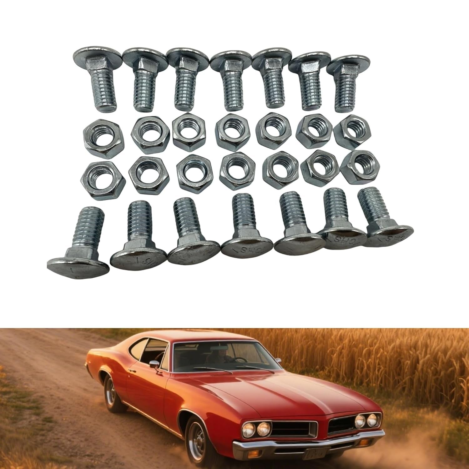 28-Pack Front &amp; Rear Bumper Bolts Kit Stainless Cap for 1964-1972 Chevelle, Nova, Lemans, Cutlass,El Camino,Monte Carlo,Gto 4A00080-A