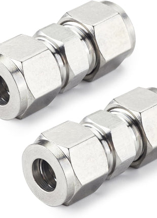 Metric 304 Stainless Steel Compression Union Tube Fitting, 12Mm Tubing OD (2 Pcs)