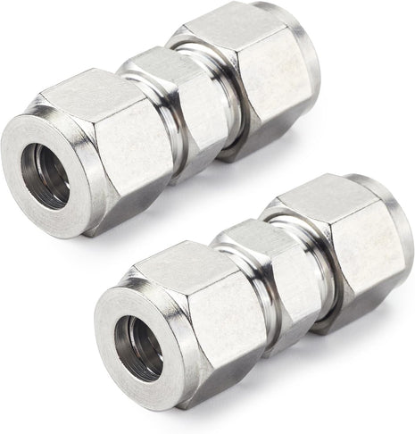 Metric 304 Stainless Steel Compression Union Tube Fitting, 12Mm Tubing OD (2 Pcs)