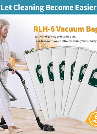 6 Pack Replacement HEPA RLH-6 Vacuum Bags for Riccar Supralite R10S R10D R10O R10SAND Simplicity Freedom R10S R10D S10P S10SAND Upright Vacuums Cleaner