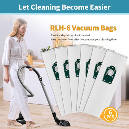 6 Pack Replacement HEPA RLH-6 Vacuum Bags for Riccar Supralite R10S R10D R10O R10SAND Simplicity Freedom R10S R10D S10P S10SAND Upright Vacuums Cleaner