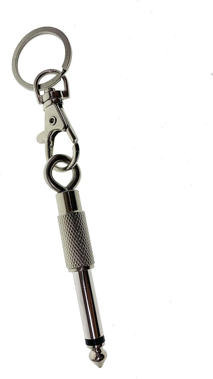 4Pcs Guitar and Bass Plug Keychains, 6.35Mm 1/4 Inches Audio Jack, Music Enthusiasts Accessories, Electric Amplifier Connector Key Rings for Wall Mountable Amp Cable Holder Kit (Silver)