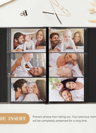Photo Album for 4X6 300 Horizontal Pockets Linen Cover Small Capacity Picture Book for Family Wedding Baby and Anniversary (White)