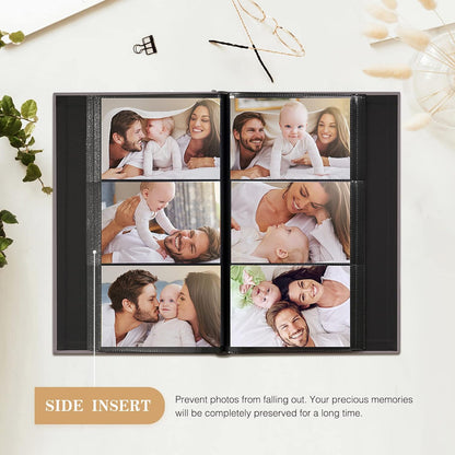 Photo Album for 4X6 300 Horizontal Pockets Linen Cover Small Capacity Picture Book for Family Wedding Baby and Anniversary (White)