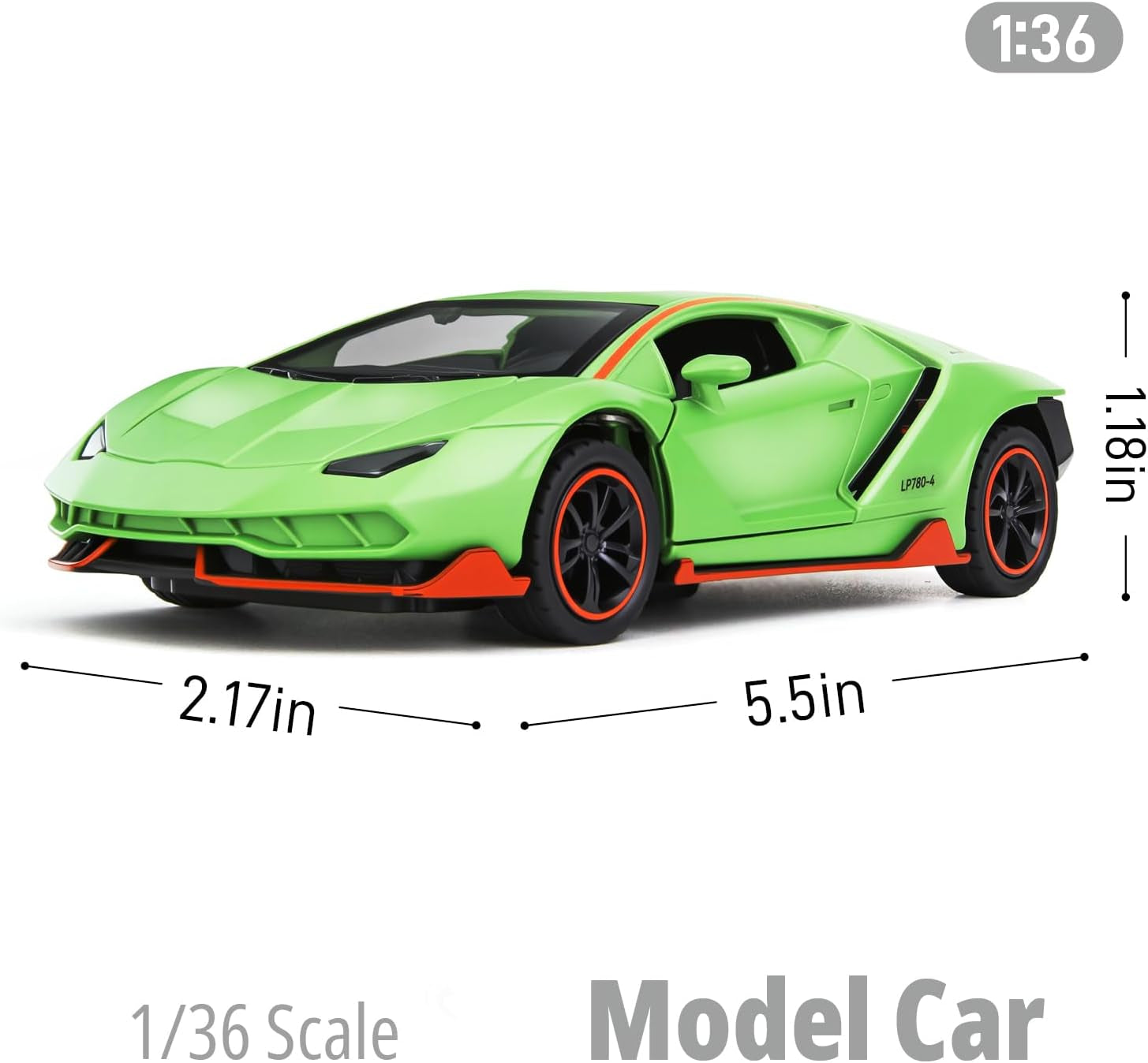 Toy Cars for Boys Age 3-12 1/ Small Diecast Metal Model Car Toys with Light and Sound Pull Back Sport Car for 3+ Years Old Kids Birthday (Green)