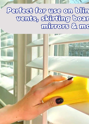 Damp Duster, Multipurpose Dusters for Cleaning - Wooden & Venetian Blind Cleaner Tool, Ridged Wet Dust Sponge for Skirting Board, Radiator, Blinds & Mirrors, Home Cleaning Products, Pink