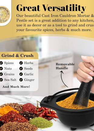 Cast Iron Cauldron Mortar and Pestle Set (Mp3-Cauldron Mortar & Pestle)