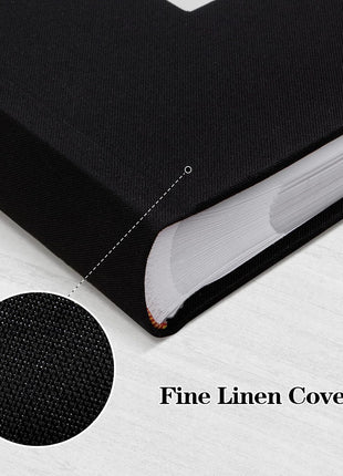 Photo Album 4X6 300 Photos Linen Cover with Memo Areas Photobook Pictures Book for Wedding Family Baby and Vacation (Black)