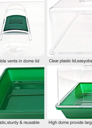Propagator with Humidity Vents Domes,Heavy Duty Growing Tray Mini Greenhouse for Seedlings,Clones
