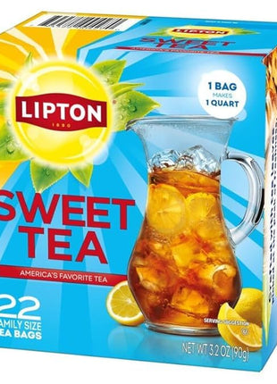 Lipton Southern Sweet Iced Tea Bags, Family Size Zero Calories, 132 Total Bags (22Ct - Pack of 6)