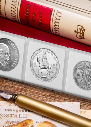 60 Pcs Coin Holders for Collectors, Clear Coin Cases with 5-Size Sponge Gaskets 20/25/30/35/40Mm, Plastic Coin Slabs and Coin Protectors for Silver Dollar Collectors Collection Supplies, White