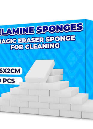 50 Pcs Melamine Sponges for Cleaning - White Magic Sponge, Convenient Cleaning Blocks (10X6X2 Cm), Non-Scratch Design for Gentle Cleaning, Multipurpose Eraser Pads for Kitchen, Bathroom, and Walls