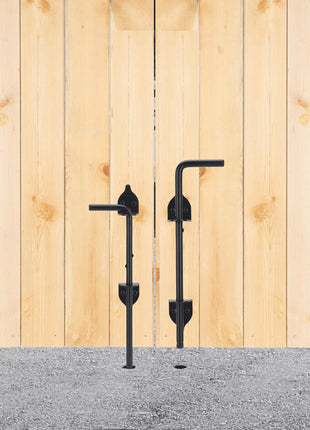 12" Cane Bolt Heavy-Duty Drop Rod for Gate, Gate Ground Latch for Wooden Fences Metal Gates Doors, Metal Gates Doors Stopper for Gate Ground, Wrought Iron Gate Latches, Black Finish(1 Pack)