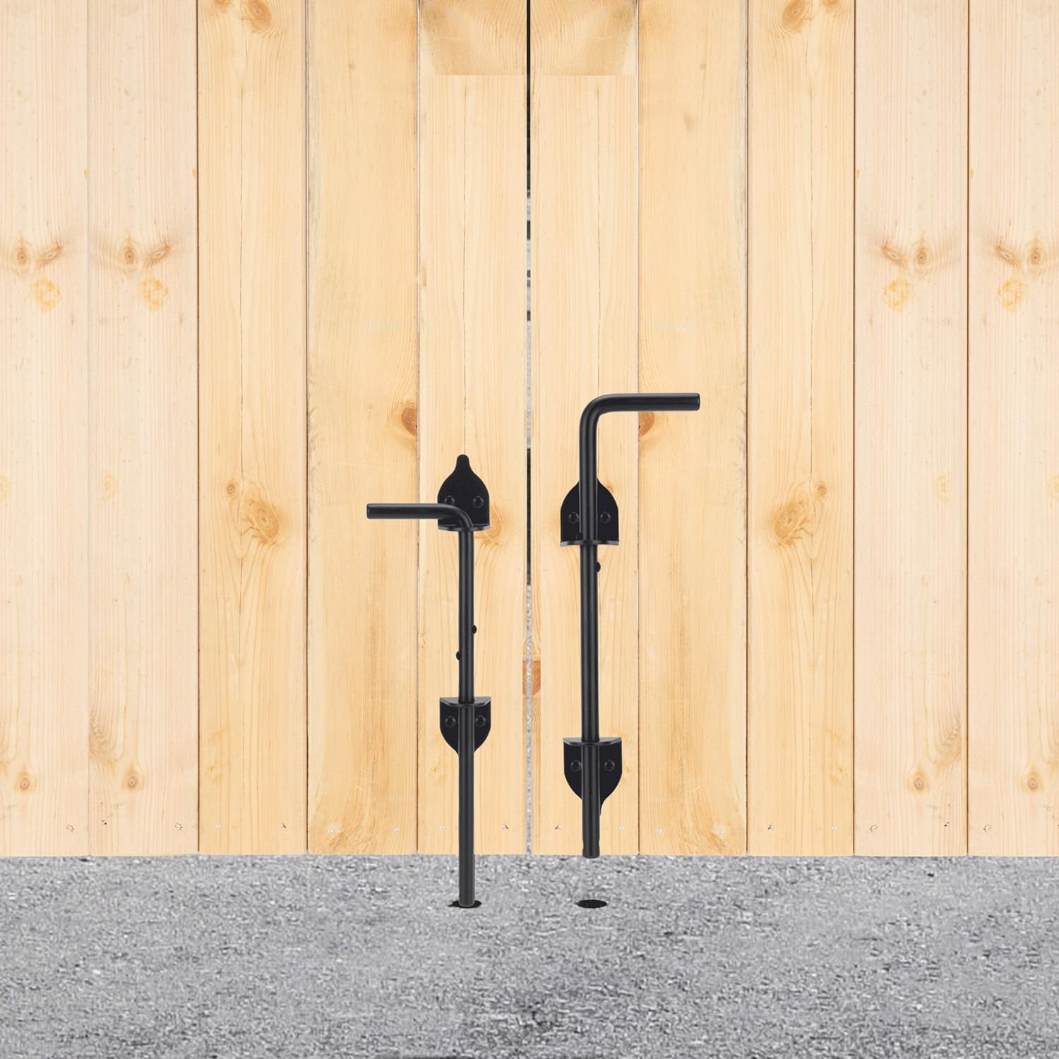 12" Cane Bolt Heavy-Duty Drop Rod for Gate, Gate Ground Latch for Wooden Fences Metal Gates Doors, Metal Gates Doors Stopper for Gate Ground, Wrought Iron Gate Latches, Black Finish(1 Pack)