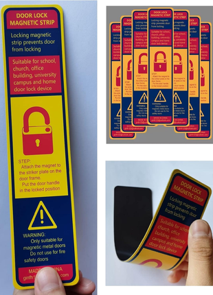 6 Pack Magnetic Lockdown Strips for Iron Door Frames High-Density Magnet Security Devices for School and Office Effective and Easy Solution for Emergency Lockdowns (Yellow)