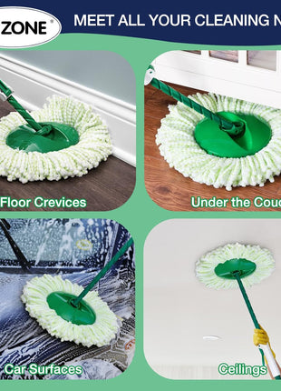 3 Pack Mop Head Replacement for Libman Tornado, Spin Mop Replacement Head ONLY Compatible with Libman, Easy to Replace, Machine Washable, Green and White (NOT for Old Version)