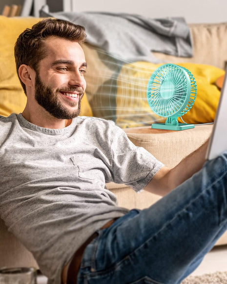 USB Desk Fan, Small but Powerful, Personal Portable Quiet 3 Speeds, Adjustable Mini Table Desktop Fan for Cooling Home Office Car Summer Travel Gifts Green