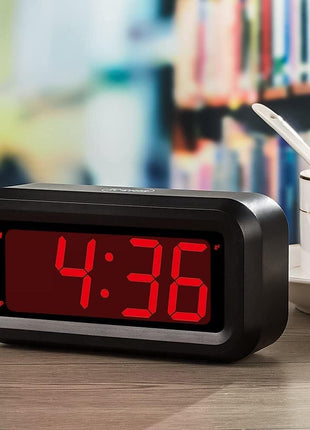 Alarm Clock, LED Digital Clock, Small Wall Clock, Battery Operated, Adjustable 3-Level Led Brightness, Dim Night Mode, 12/24Hr, Cordless, Constantly 1.2'' Digits Display for Bedroom/Travel,Easy to Set