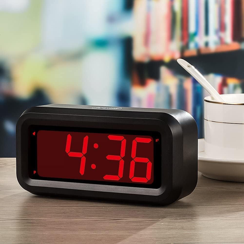 Alarm Clock, LED Digital Clock, Small Wall Clock, Battery Operated, Adjustable 3-Level Led Brightness, Dim Night Mode, 12/24Hr, Cordless, Constantly 1.2&