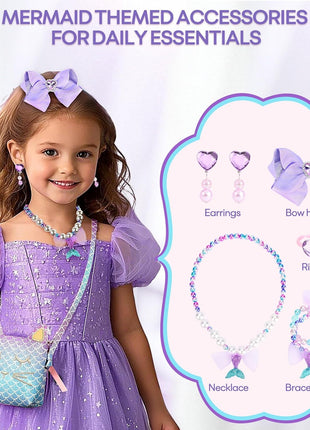 Purse for Little Girls Dress up Jewelry Pretend Play Kids Accessories Mermaid Gifts