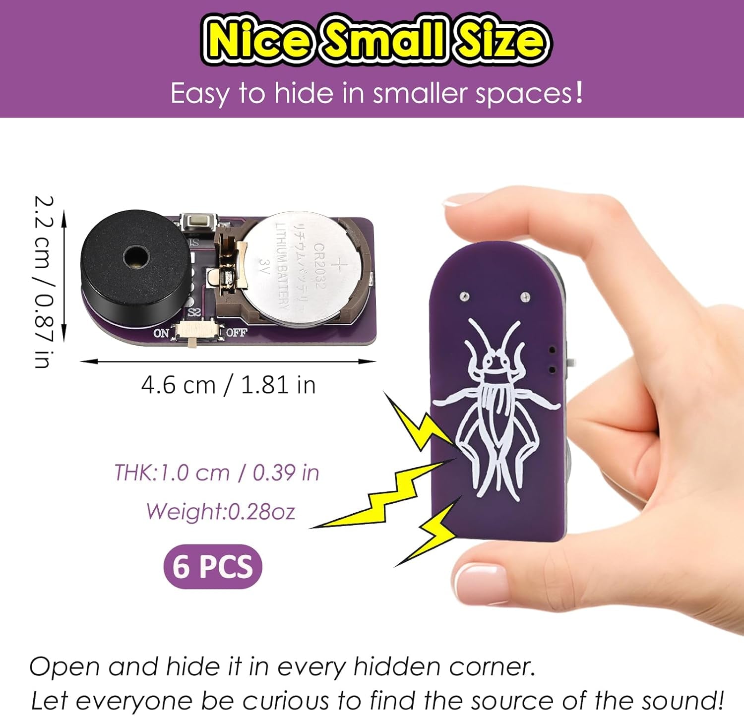 6 Pcs Cricket Noise Maker Prank, Annoyatron Cricket Chirping Pranks Stuff Kit Gifts for Adults, the Annoying Neighbors Present, 16 Sounds Beeping Hidden for Party, Office, Home, School, Car