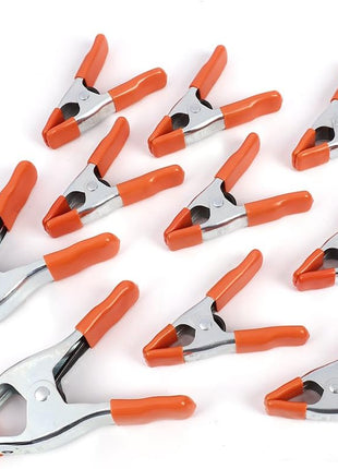 6-Inch, 4-Inch Heavy Duty Metal Spring Clamps Set, 2-Inch, 1-Inch Jaw Opening, with Protective Handles and Tips, 10-Piece