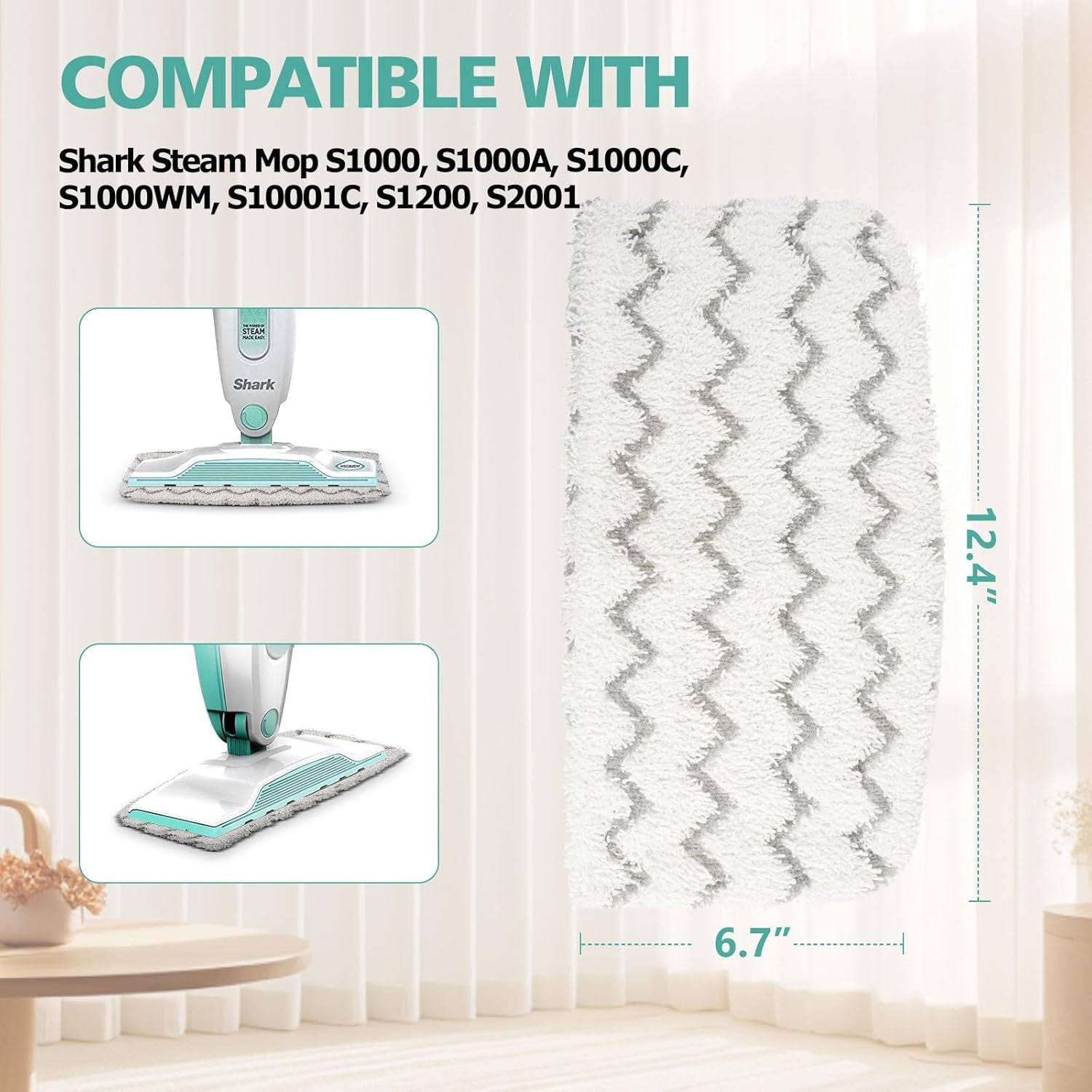 4 PCS Replacement Pads Accessory for Shark Steam Mop S1000, S1000A, S1000C, S1000WM, S1001C, S2001 Dirt Grip Pads, Microfiber Washable &amp; Reusable